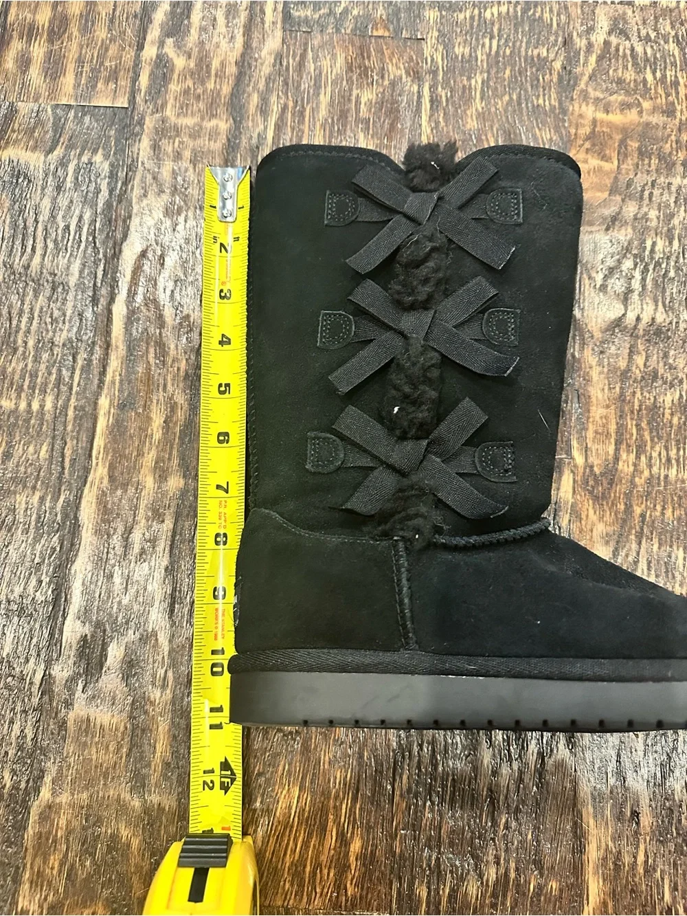 Koolaburra Black Suede Mid-Calf Boots with Side Bows